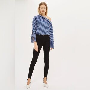 Topshop Black Jeans Jamie Stirrup Denim Leggings High Rise Stretchy Size 26